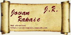 Jovan Rapaić vizit kartica